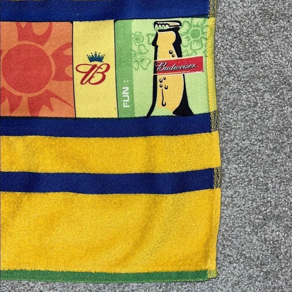 Vintage Budweiser Beer Retro Brazil Brasil Colors multicolor Beach Towel Soccer